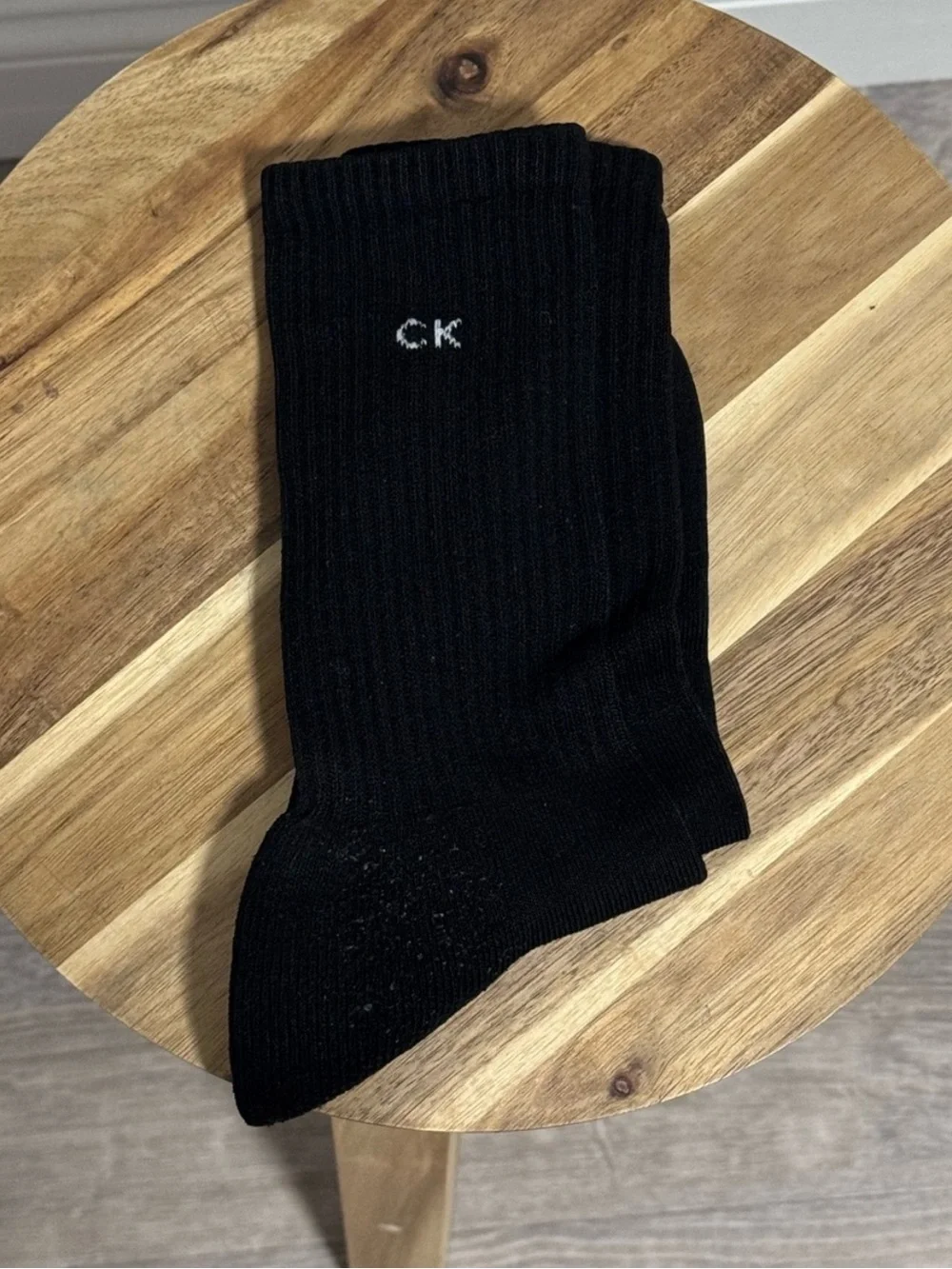 Calvin Klein Black Crew Socks Unisex CK Logo Soft Cotton Blend OSFM